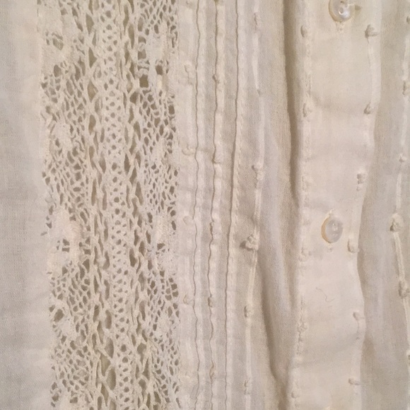 Zara Ecru Mesh Button Down Tunic - Picture 2 of 4